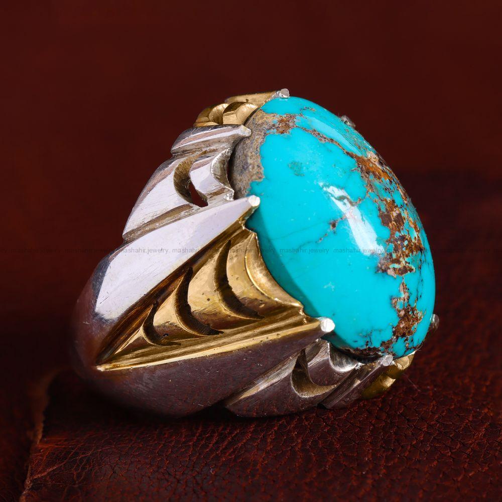 انگشتر فیروزه شجری مردانه کد 11907