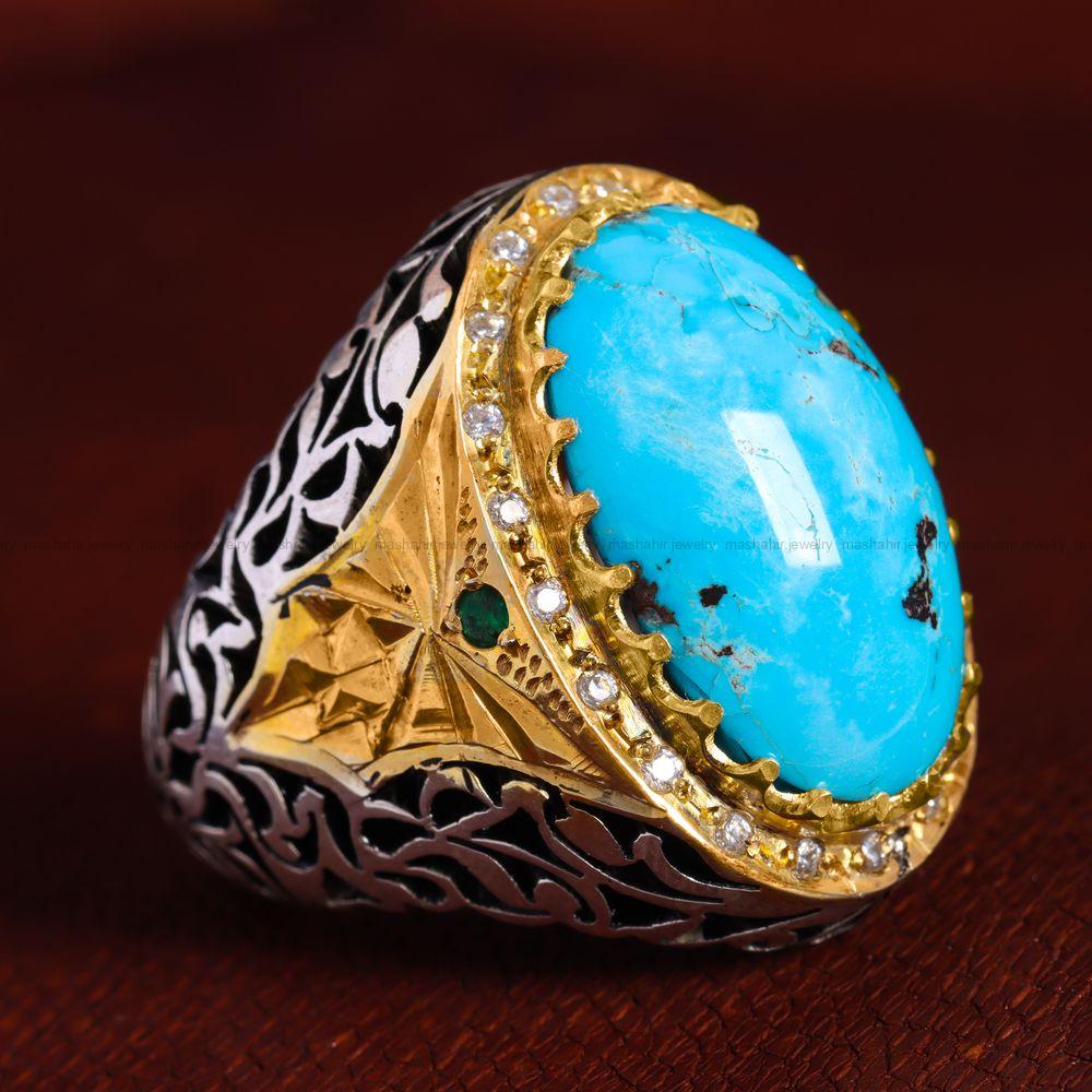 انگشتر فیروزه شجری مردانه کد 11922