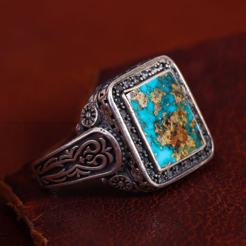 انگشتر فیروزه شجری مردانه کد 12038