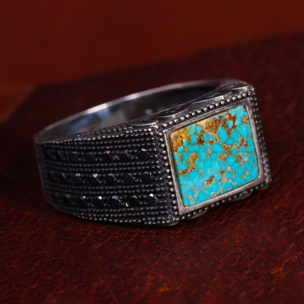 انگشتر فیروزه شجری مردانه کد 12043