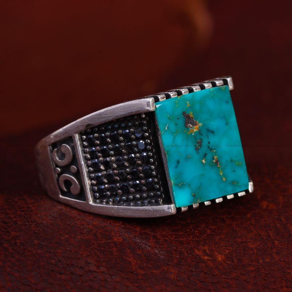 انگشتر فیروزه شجری مردانه کد 12044