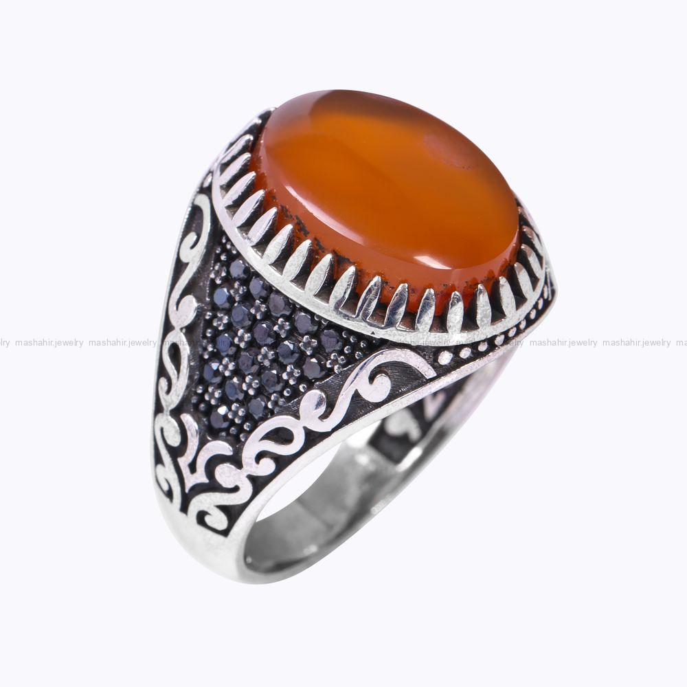 انگشتر عقیق مردانه کد 12136