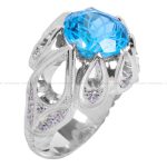 انگشتر توپاز آبی مردانه کد 12254