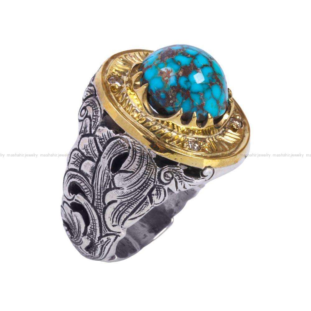 انگشتر فیروزه شجری مردانه کد 12260
