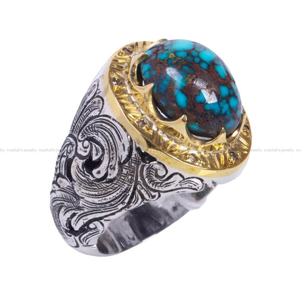 انگشتر فیروزه شجری مردانه کد 12261