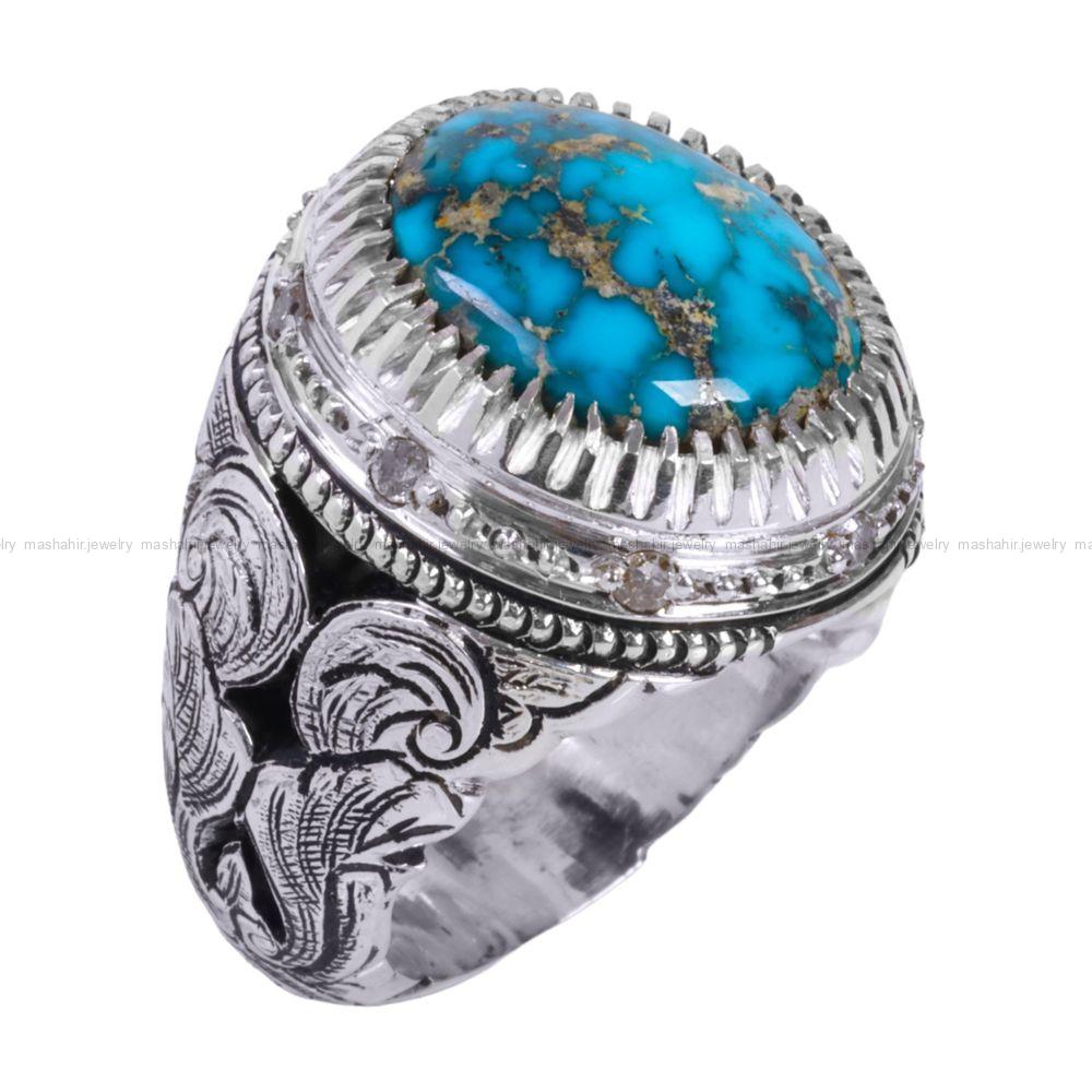 انگشتر فیروزه شجری مردانه کد 12269