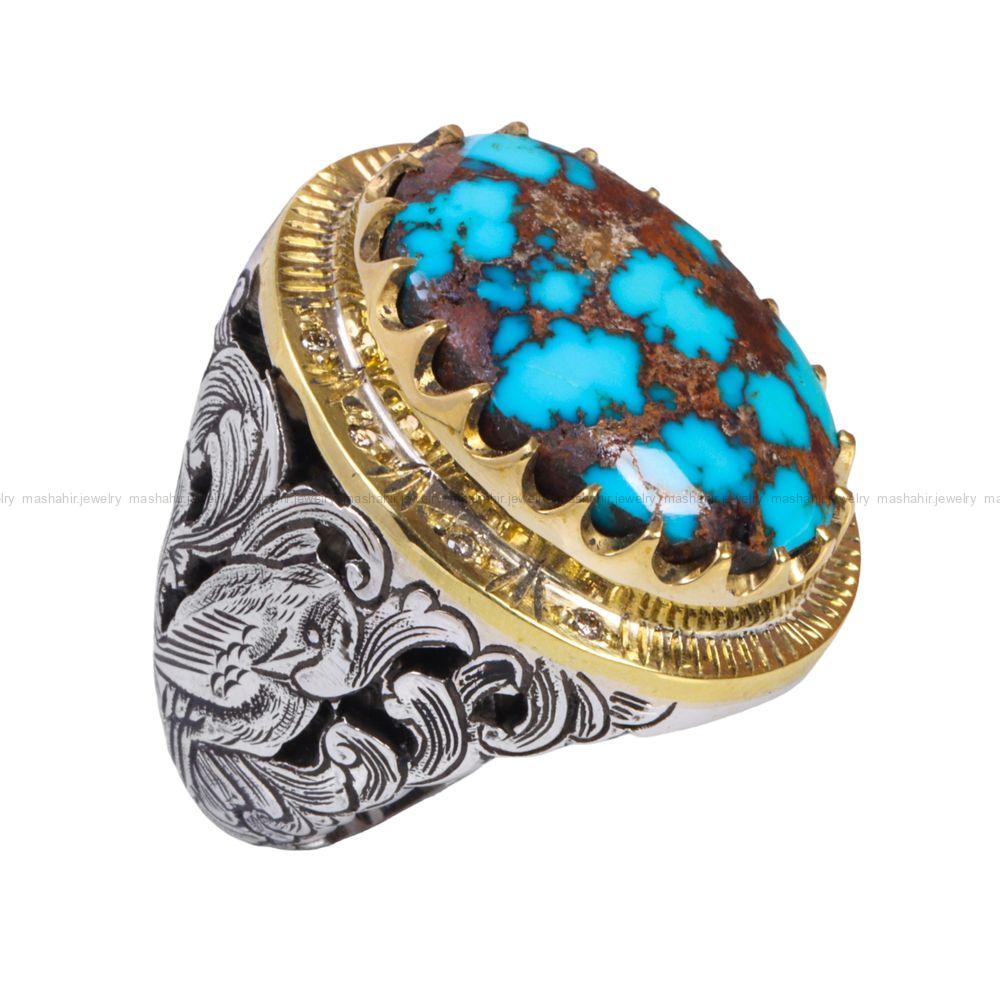 انگشتر فیروزه شجری مردانه کد 12285
