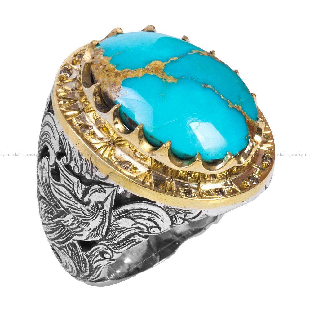 انگشتر فیروزه شجری مردانه کد 12304