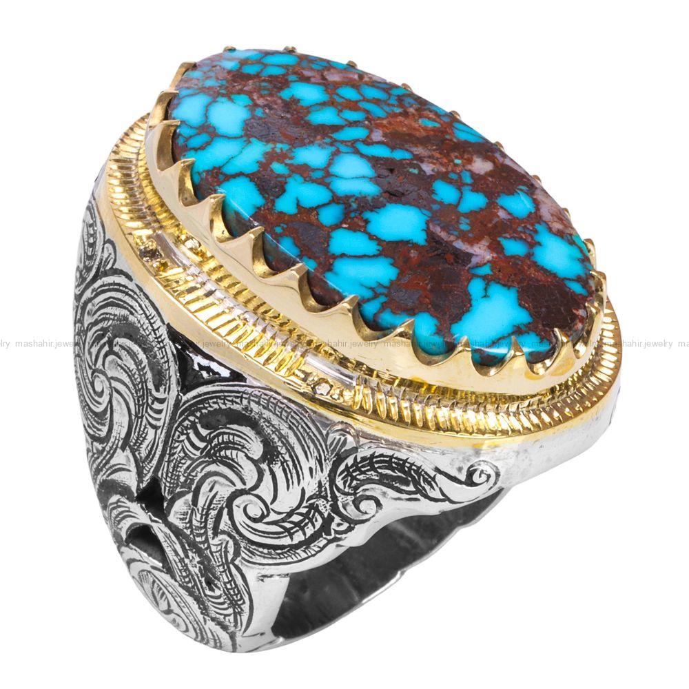 انگشتر فیروزه شجری مردانه کد 12305
