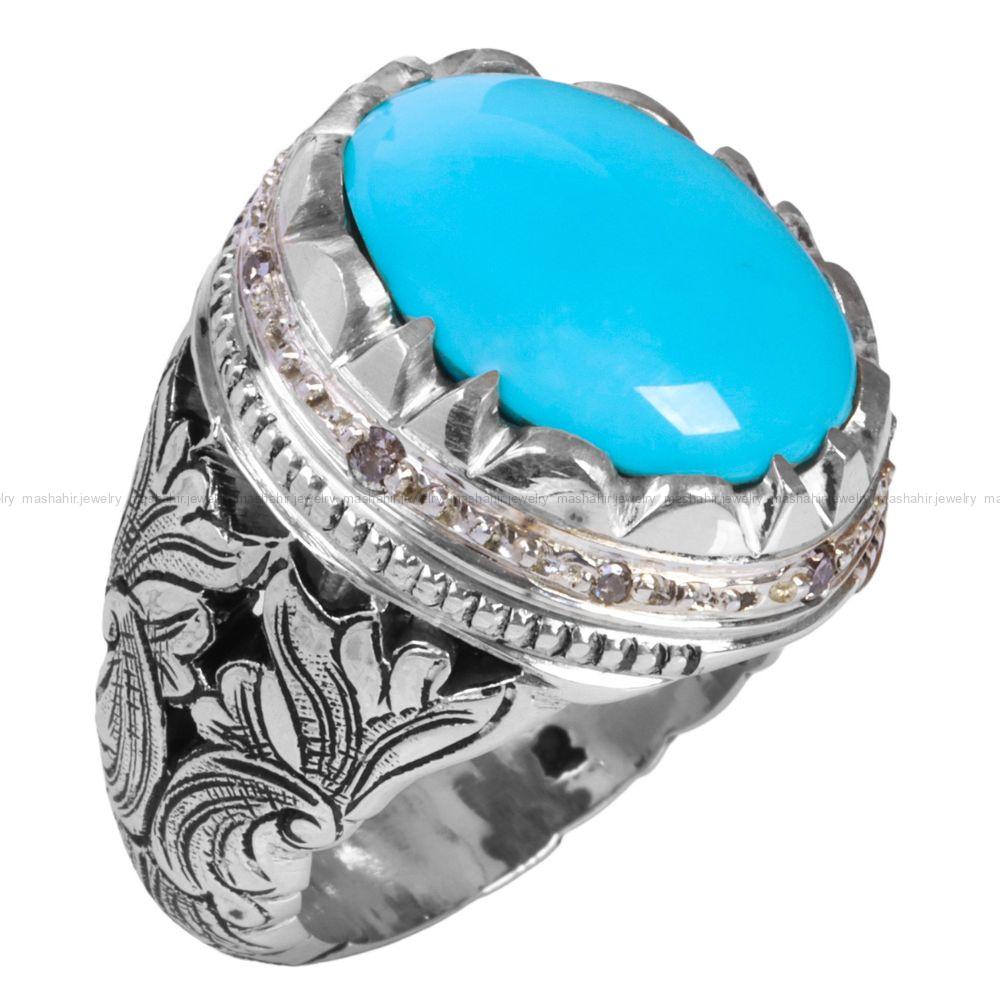 انگشتر فیروزه عجمی مردانه کد 12309