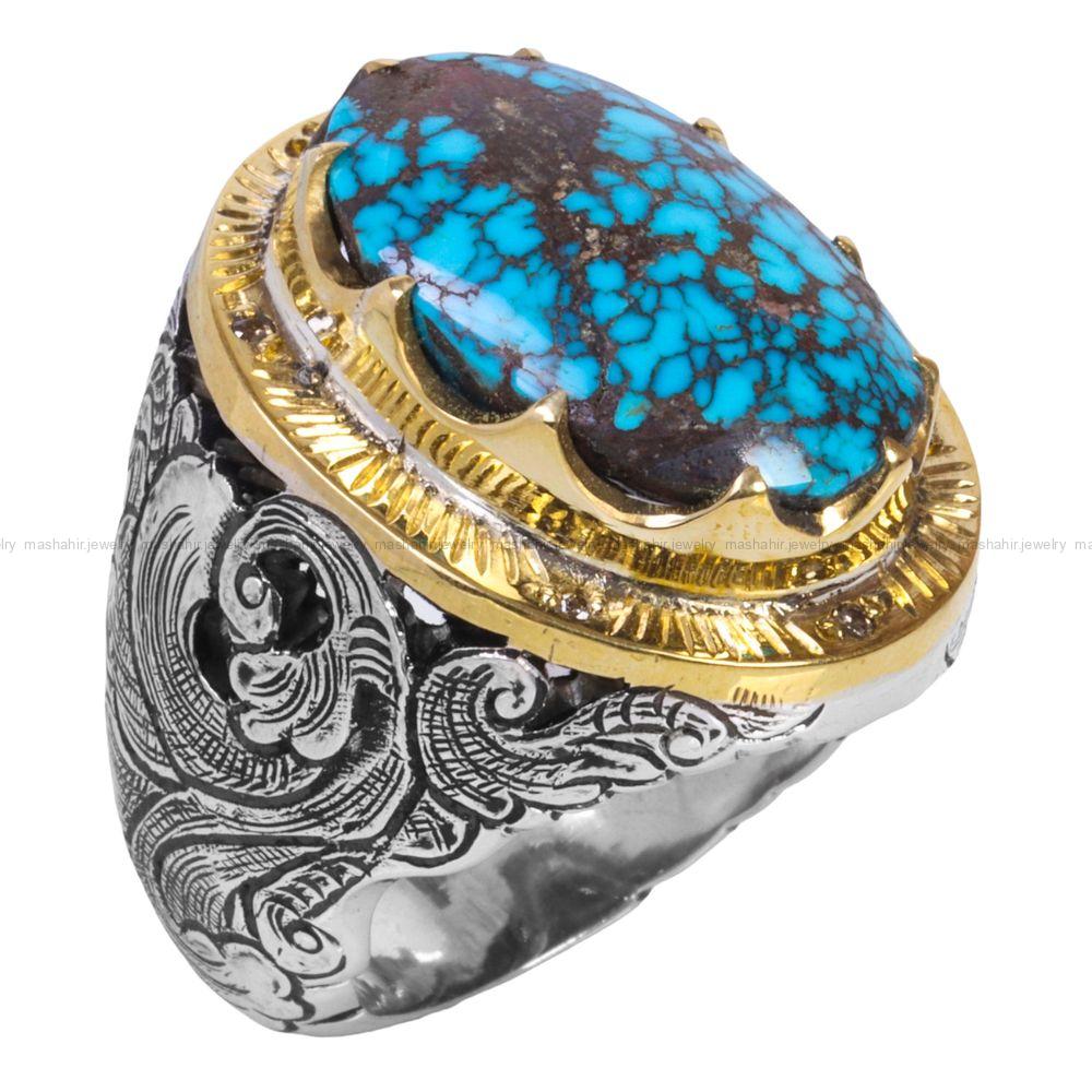 انگشتر فیروزه شجری مردانه کد 12321