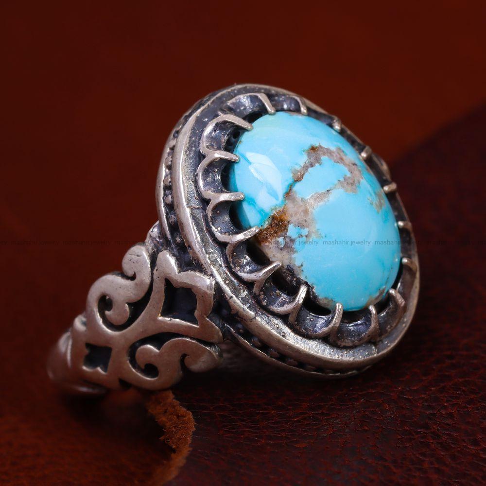 انگشتر فیروزه شجری مردانه کد 12696