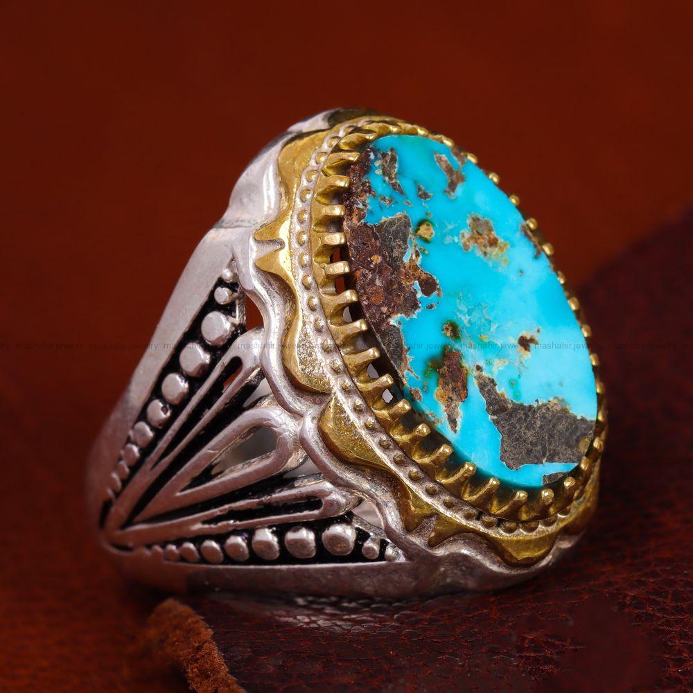 انگشتر فیروزه شجری مردانه کد 12703