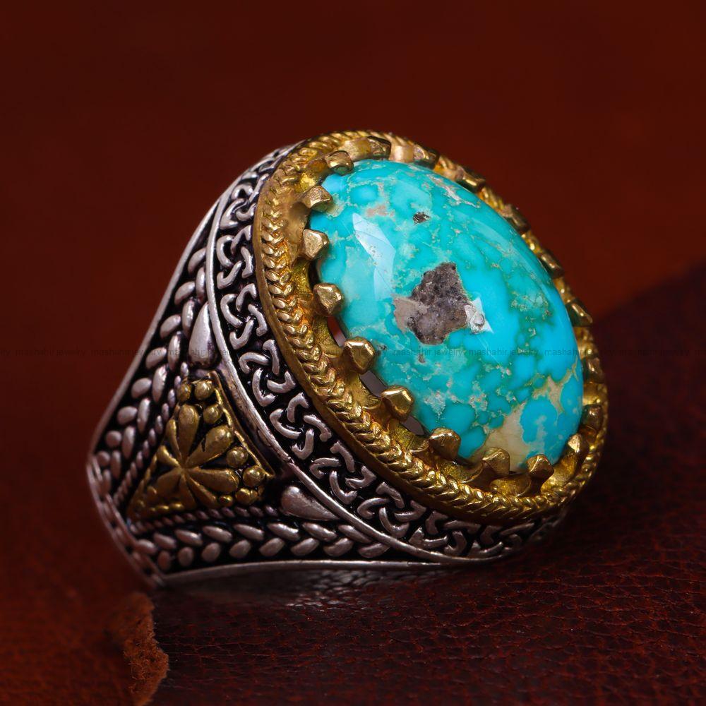 انگشتر فیروزه شجری مردانه کد 12711