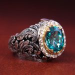 انگشتر توپاز آبی مردانه کد 12739