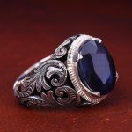 انگشتر ياقوت کبود مردانه کد 12748