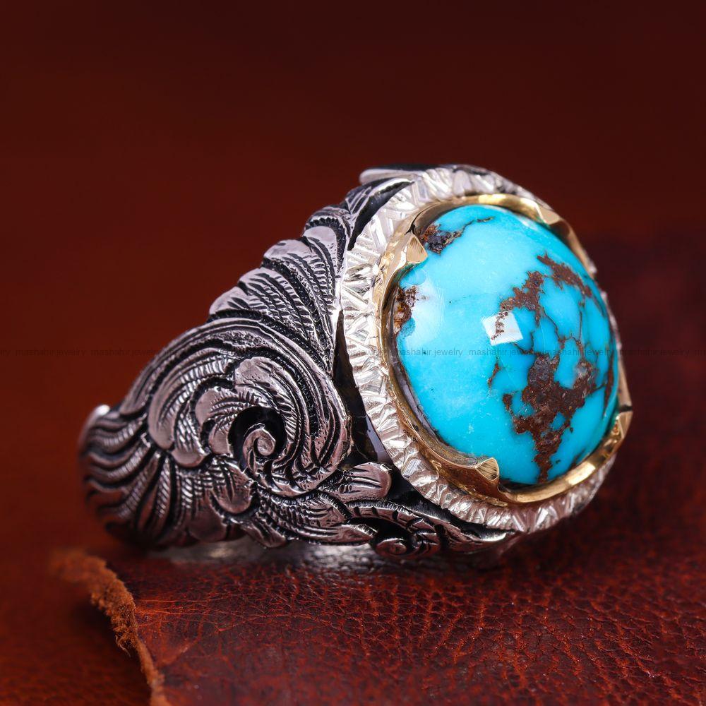 انگشتر فیروزه شجری مردانه کد 12760
