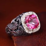 انگشتر توپاز صورتي مردانه کد 12761