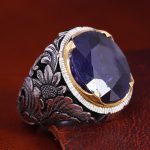 انگشتر ياقوت کبود مردانه کد 12767