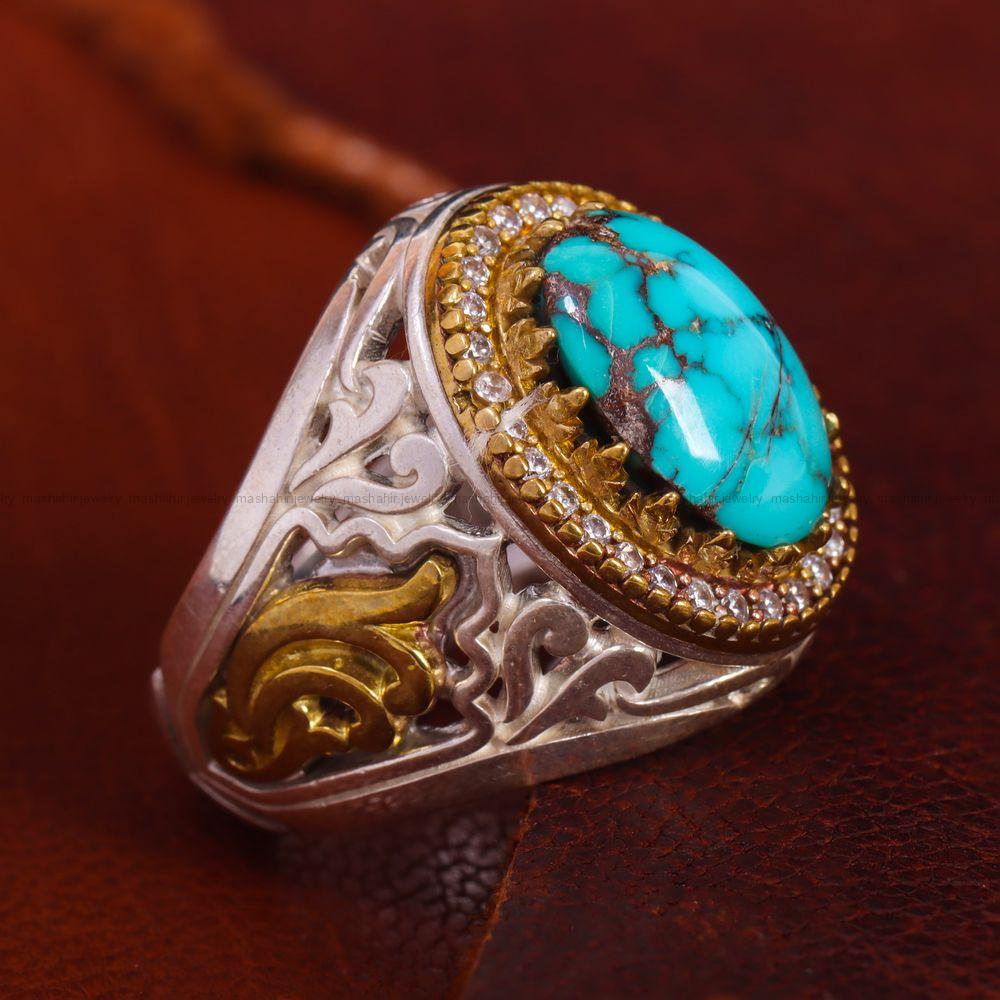 انگشتر فیروزه شجری مردانه کد 12854