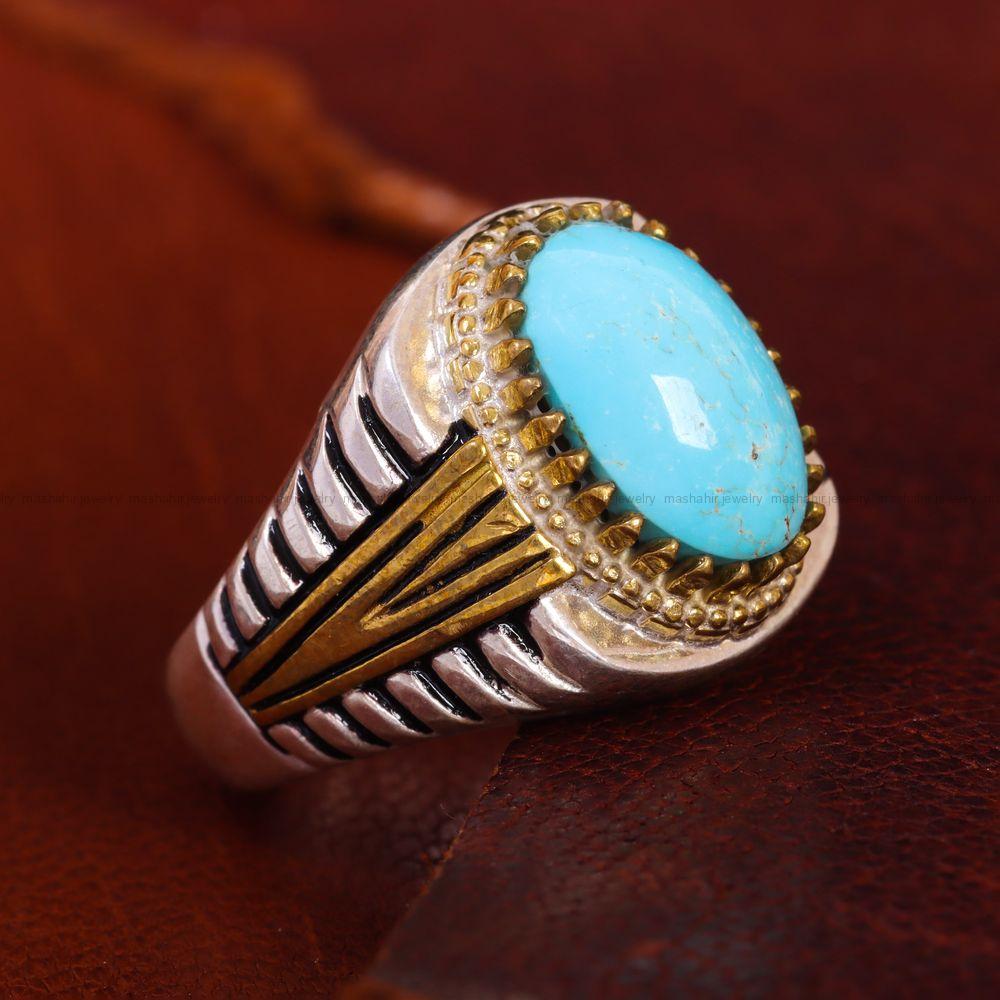 انگشتر فیروزه شجری مردانه کد 12856