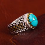 انگشتر فیروزه شجری مردانه کد 12928
