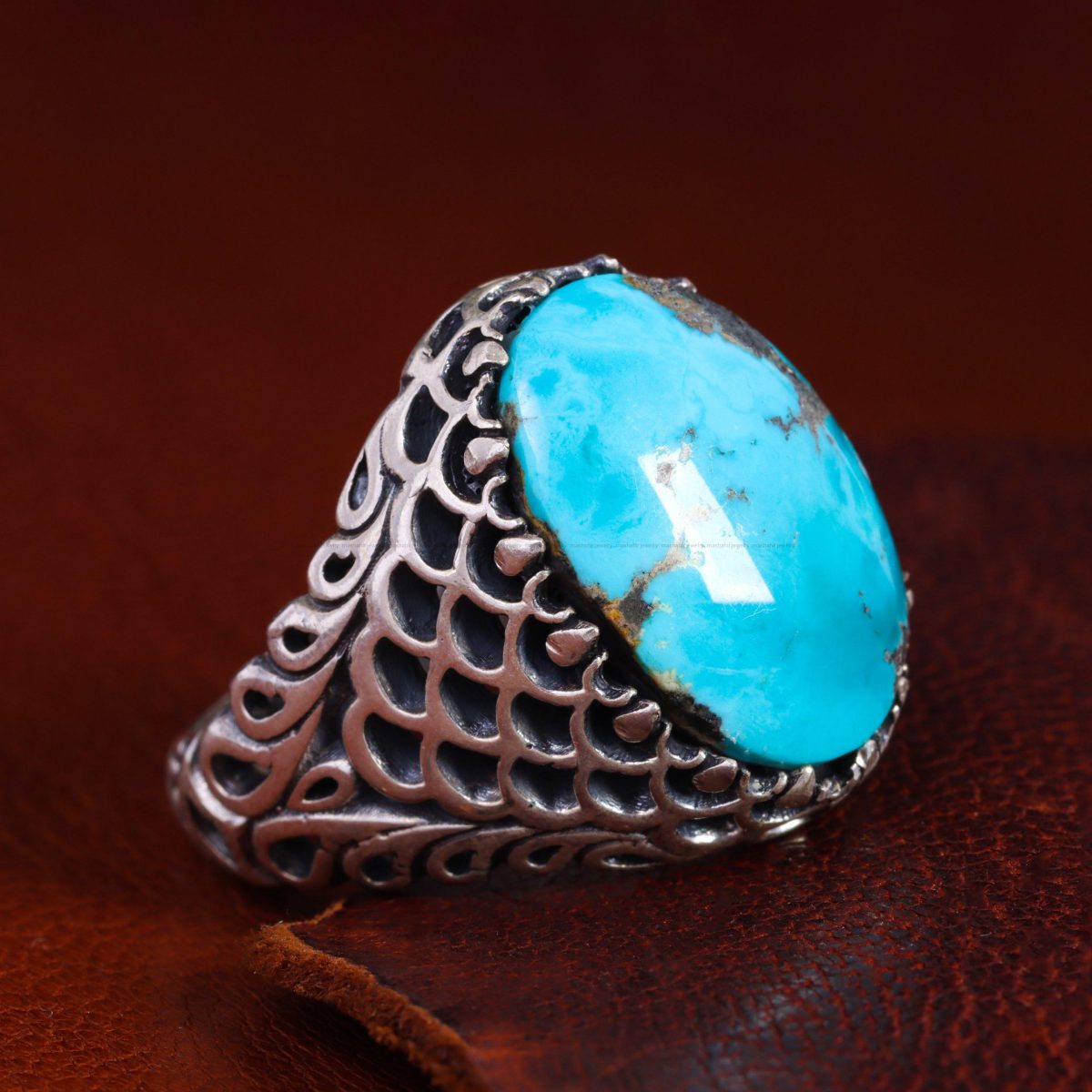 انگشتر فیروزه شجری مردانه کد 12961