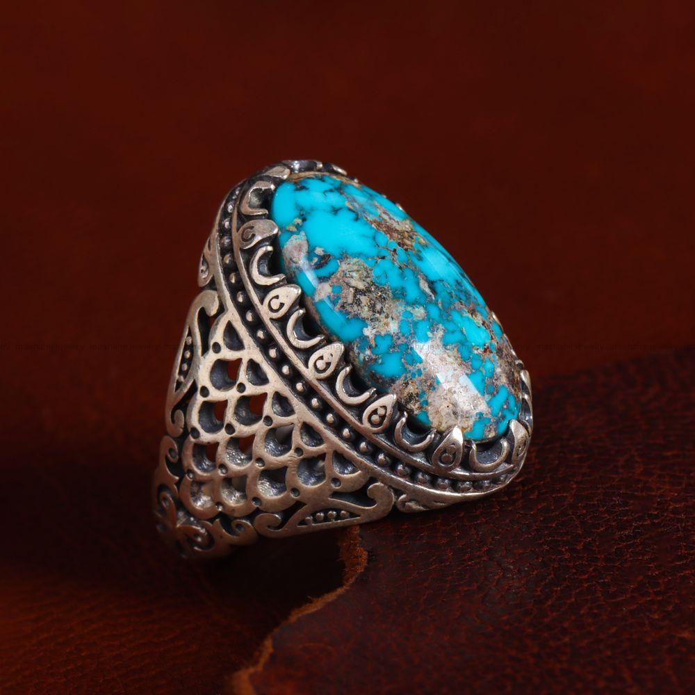 انگشتر فیروزه شجری مردانه کد 13003