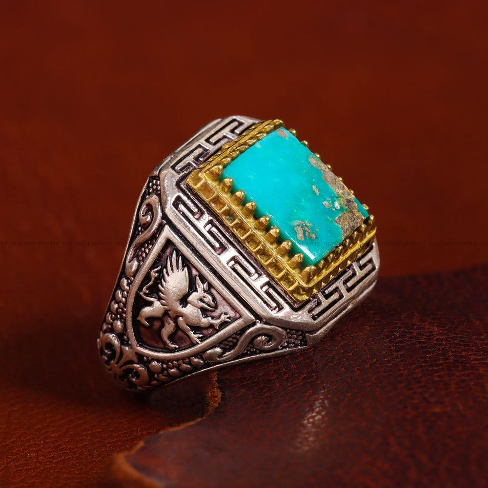 انگشتر فیروزه شجری مردانه کد 13047