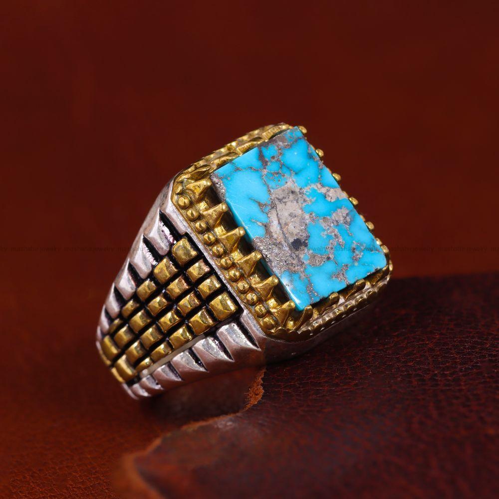انگشتر فیروزه شجری مردانه کد 13049