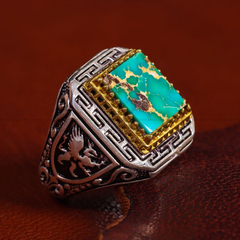 انگشتر فیروزه شجری مردانه کد 13059