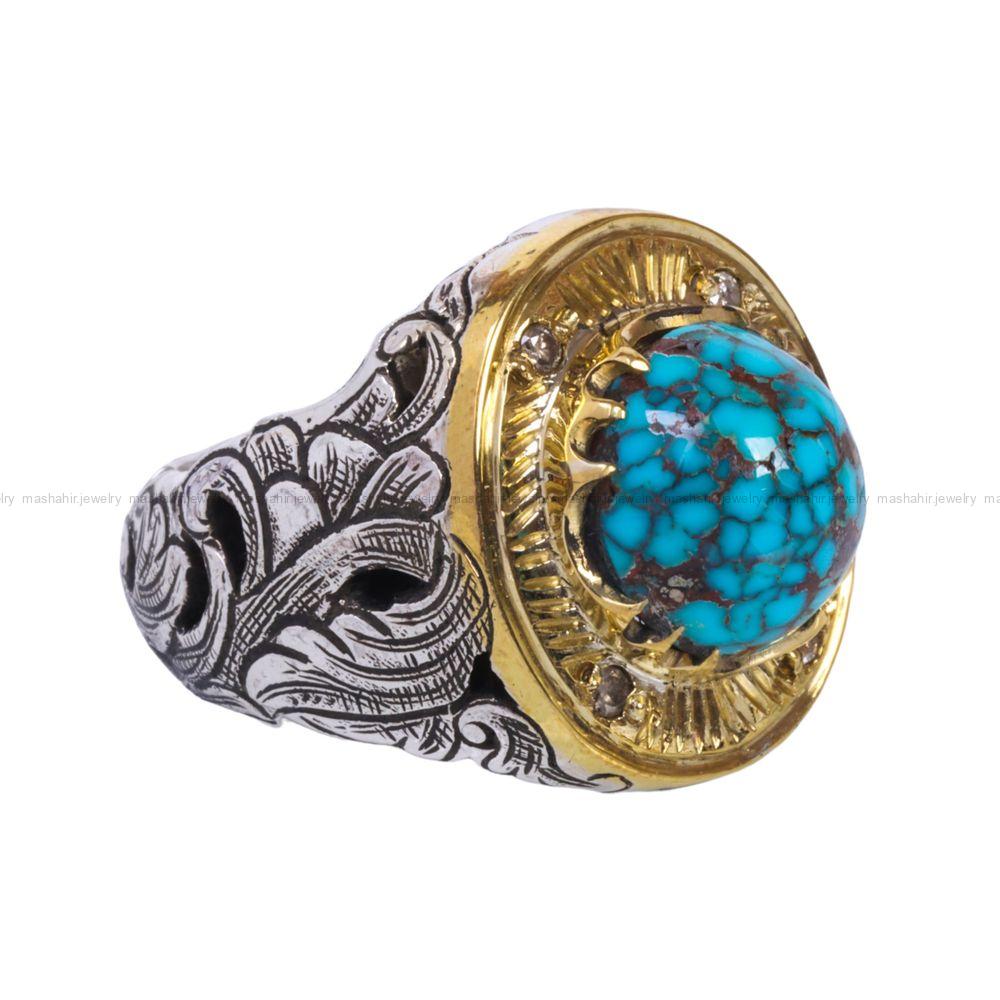 انگشتر فیروزه شجری مردانه کد 12260