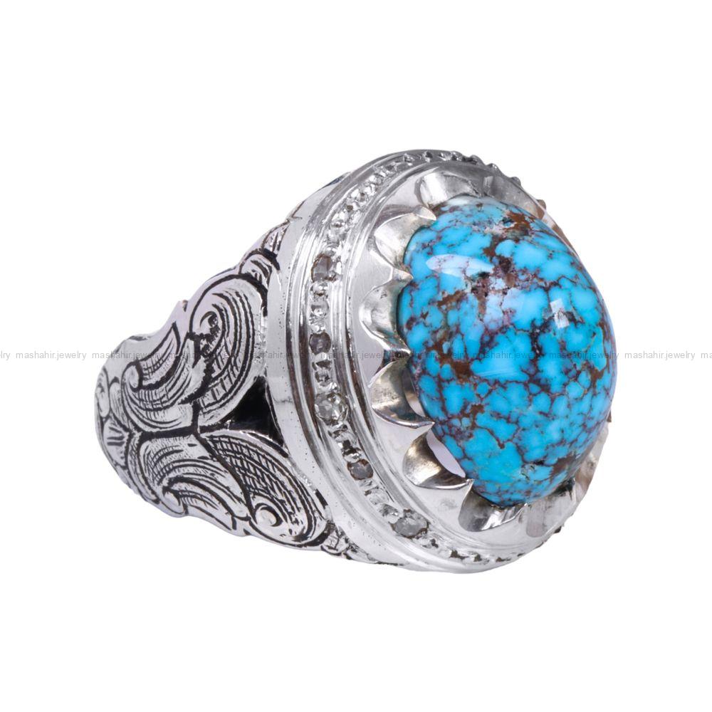 انگشتر فیروزه شجری مردانه کد 12296