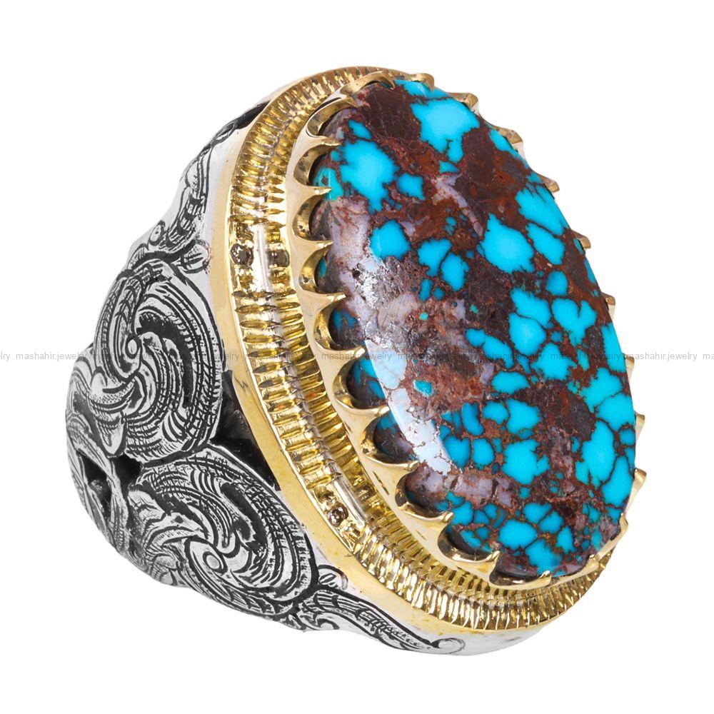 انگشتر فیروزه شجری مردانه کد 12305