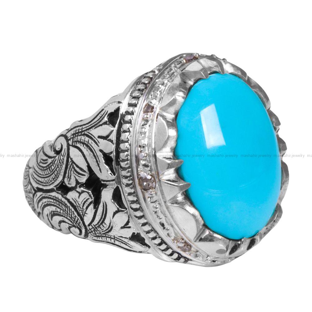 انگشتر فیروزه عجمی مردانه کد 12309