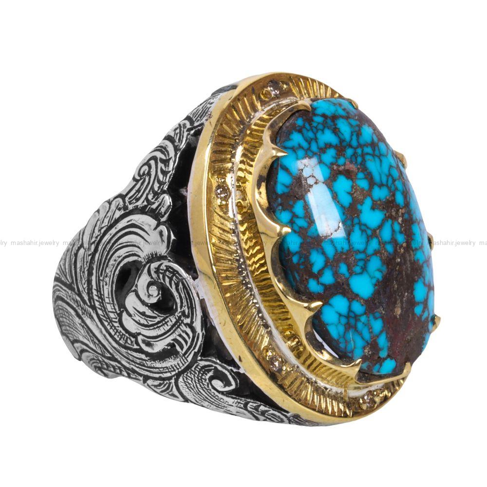 انگشتر فیروزه شجری مردانه کد 12321