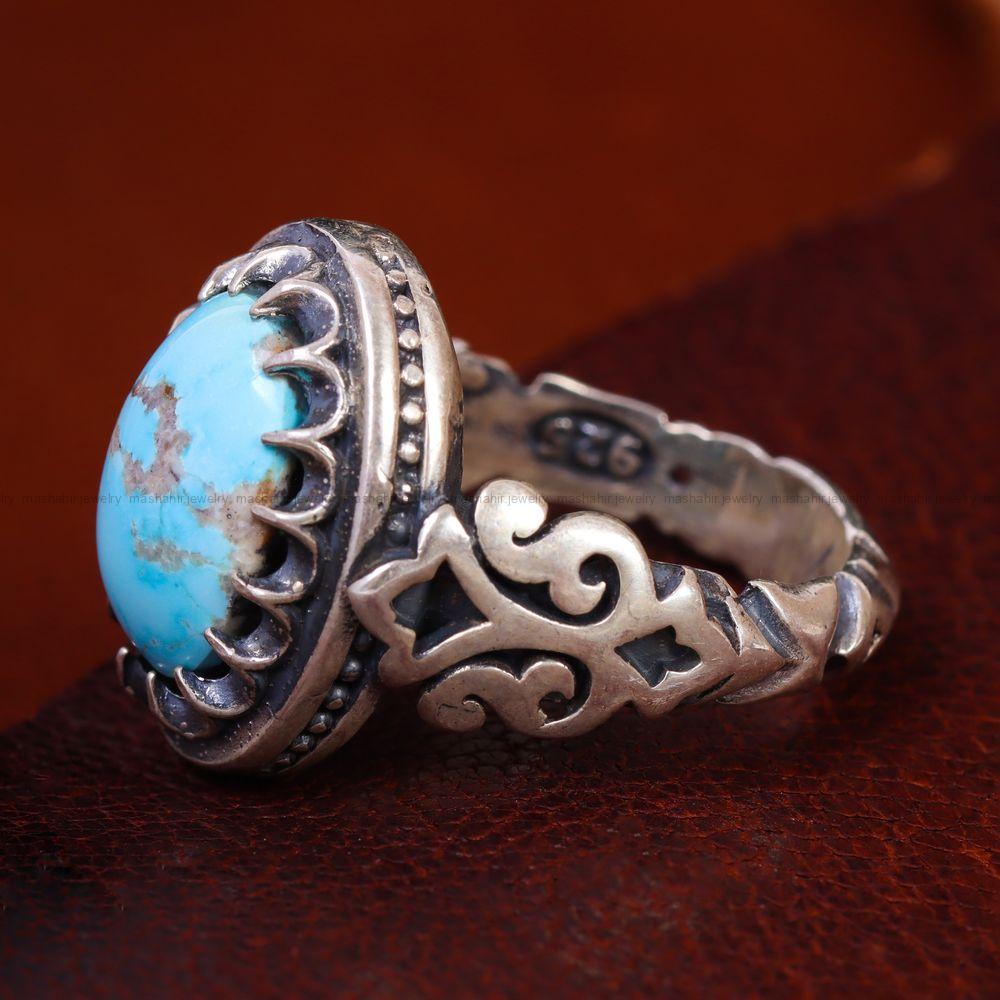 انگشتر فیروزه شجری مردانه کد 12696