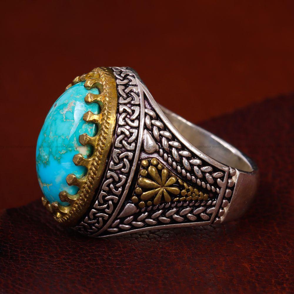 انگشتر فیروزه شجری مردانه کد 12711