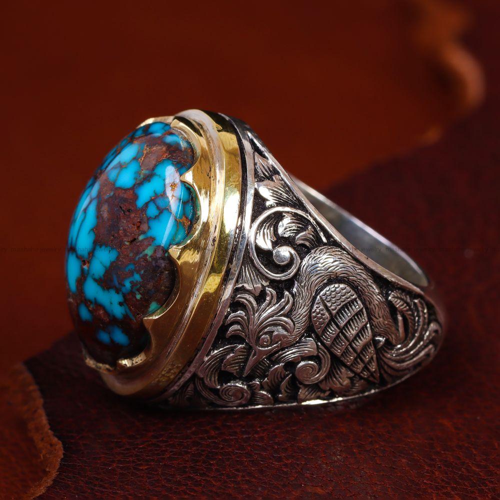 انگشتر فیروزه شجری مردانه کد 12724
