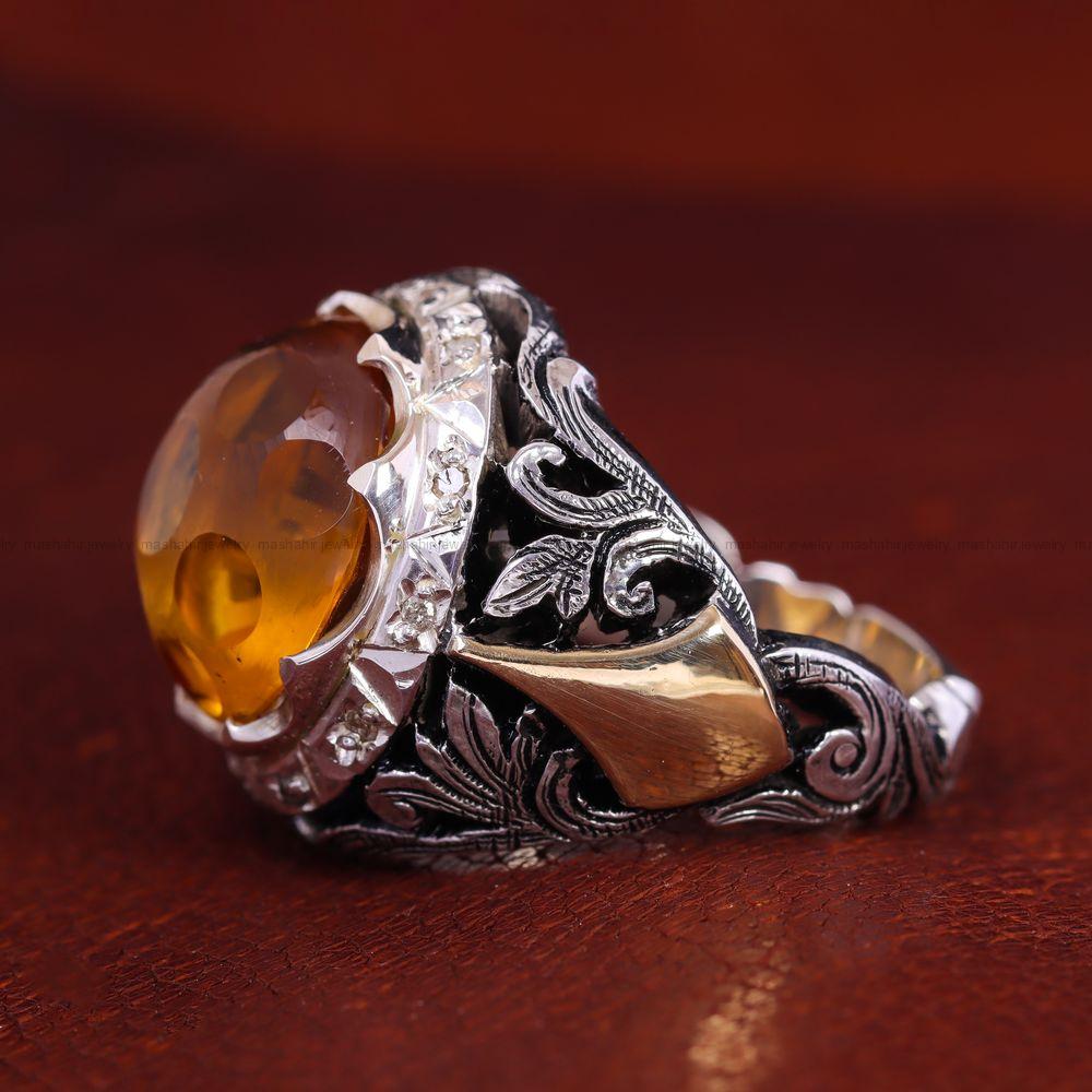 انگشتر سیترین مردانه کد 12730