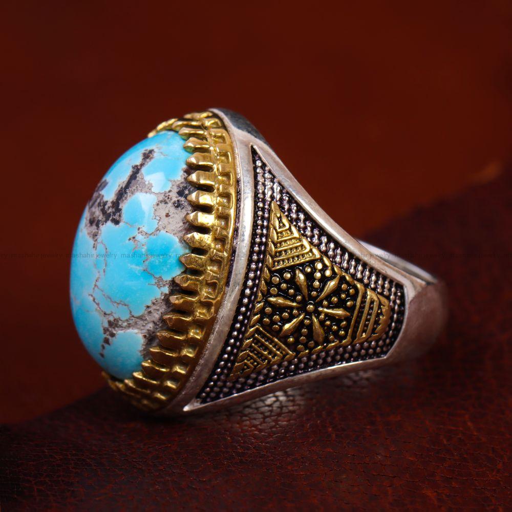 انگشتر فیروزه شجری مردانه کد 12793
