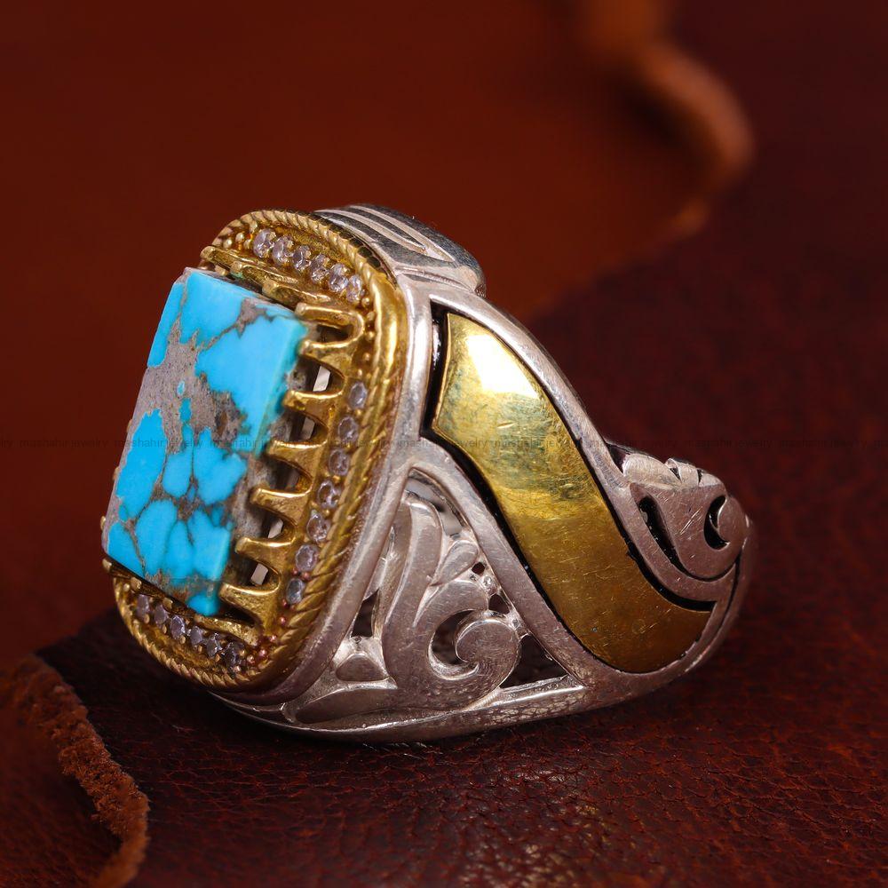 انگشتر فیروزه شجری مردانه کد 12805