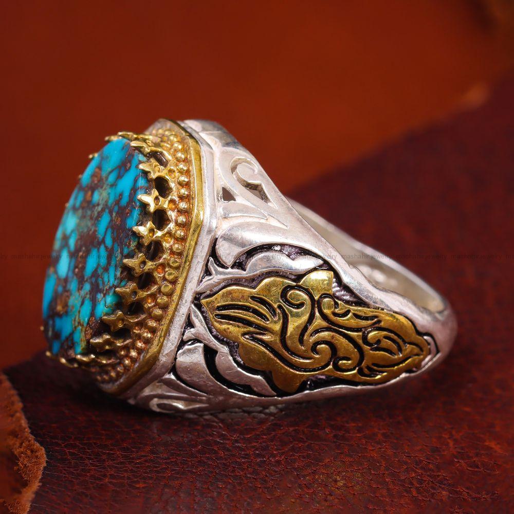 انگشتر فیروزه شجری مردانه کد 12823