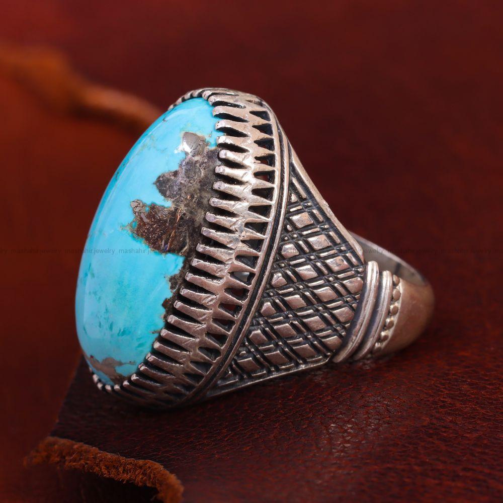انگشتر فیروزه شجری مردانه کد 12865