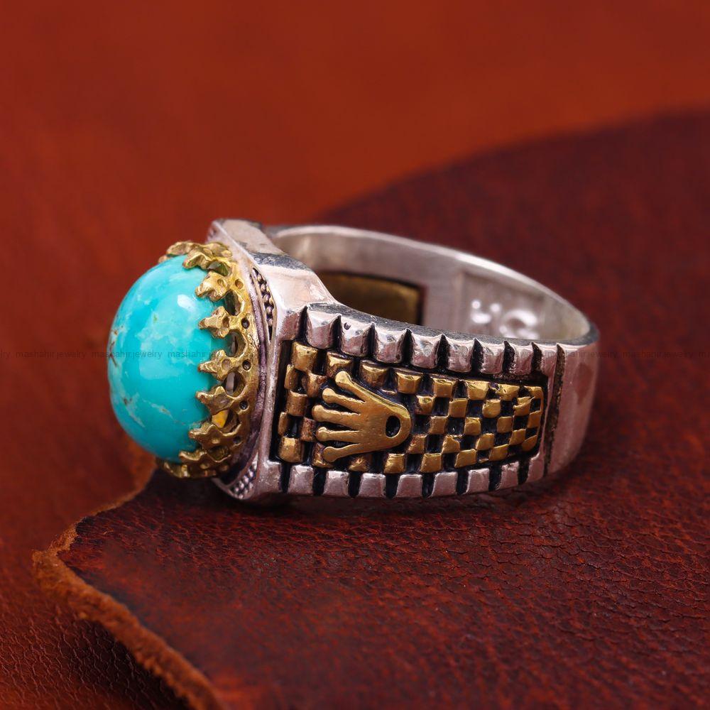 انگشتر فیروزه شجری مردانه کد 12893