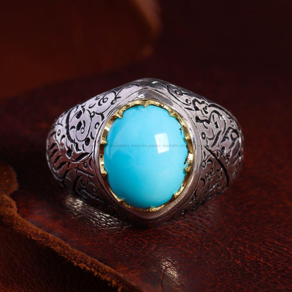 انگشتر فیروزه عجمی مردانه کد 12934