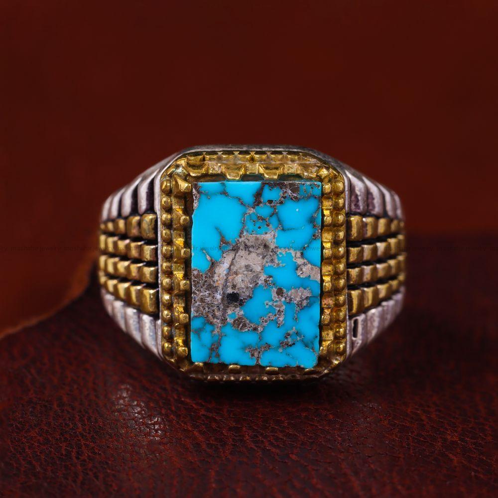 انگشتر فیروزه شجری مردانه کد 13049