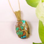 گردنبند فیروزه دست بافت زنانه کد 12203