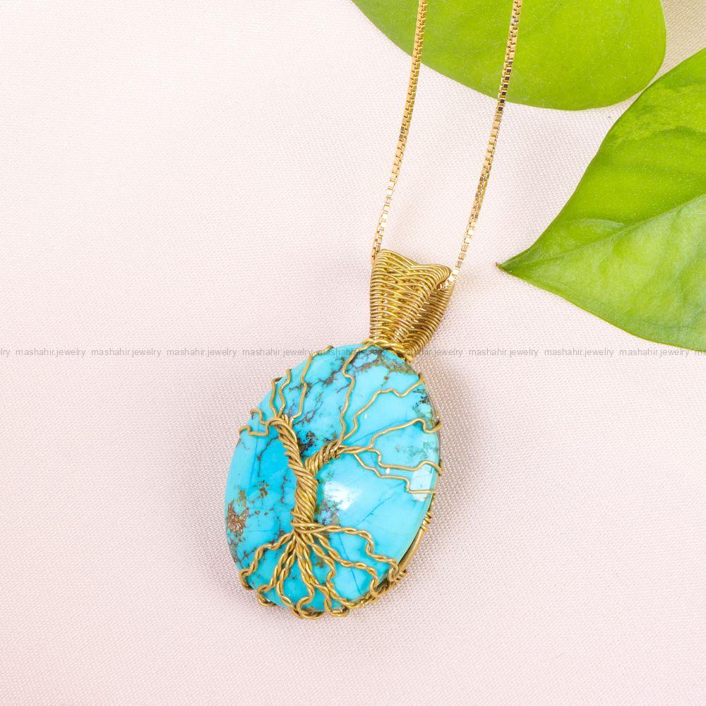 گردنبند فیروزه دست بافت زنانه کد 12205