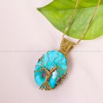 گردنبند فیروزه دست بافت زنانه کد 12206